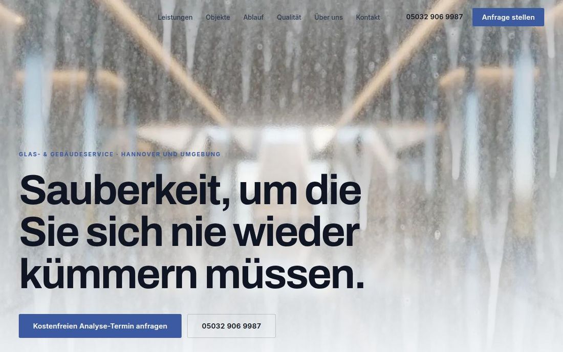Moderner Website-Entwurf für einen Reinigungsbetrieb